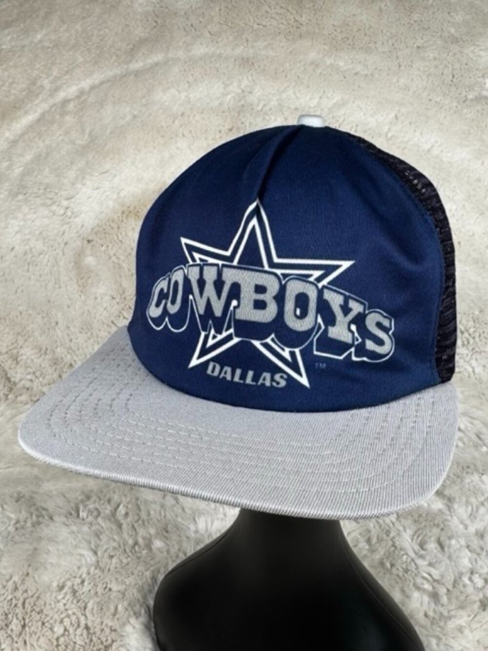 Dallas Cowboys Vintage Trucker Hat Foam Mesh Snapback Made In USA New Era NFL
